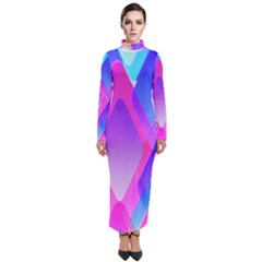 Squares Color Squares Background Turtleneck Maxi Dress