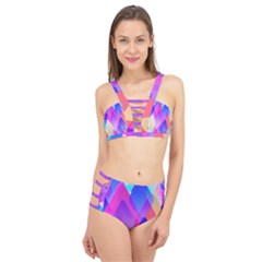 Squares Color Squares Background Cage Up Bikini Set