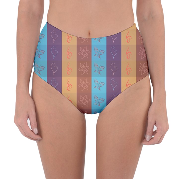 Background Desktop Squares Reversible High-Waist Bikini Bottoms