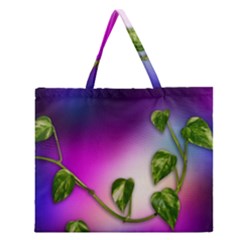 Leaves Green Leaves Background Zipper Large Tote Bag by Sapixe