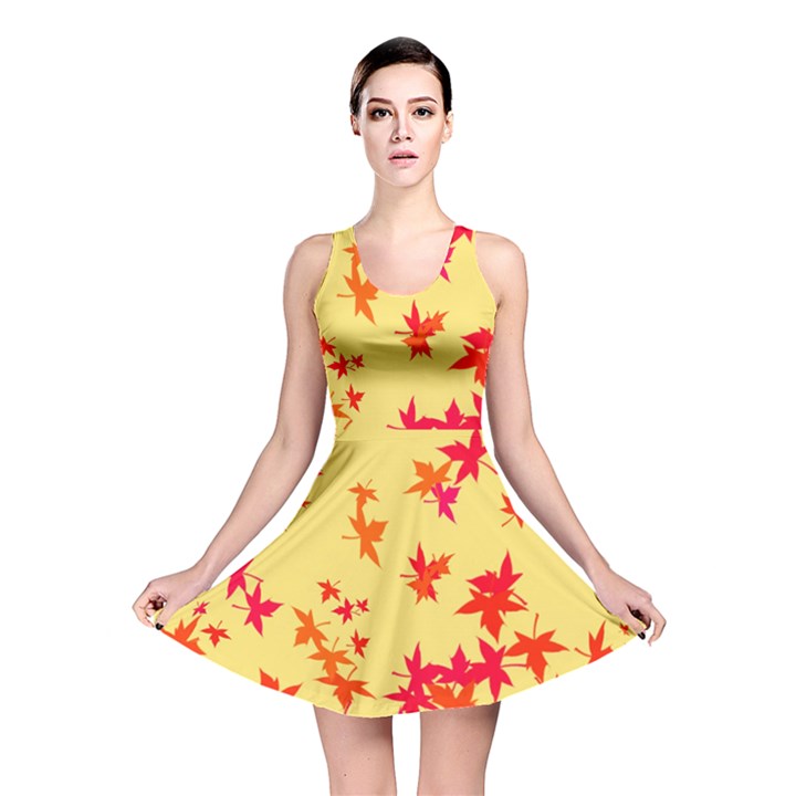 Leaves Autumn Maple Drop Listopad Reversible Skater Dress