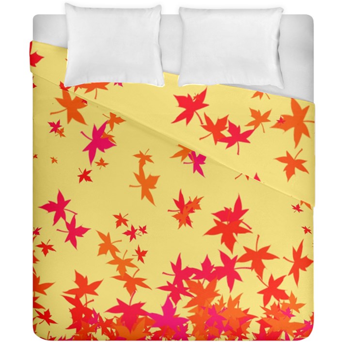 Leaves Autumn Maple Drop Listopad Duvet Cover Double Side (California King Size)