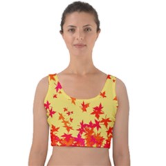 Leaves Autumn Maple Drop Listopad Velvet Crop Top