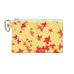 Leaves Autumn Maple Drop Listopad Canvas Cosmetic Bag (medium) by Sapixe