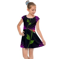 Rosa Black Background Flash Lights Kids Cap Sleeve Dress by Sapixe