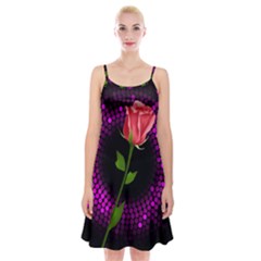 Rosa Black Background Flash Lights Spaghetti Strap Velvet Dress by Sapixe