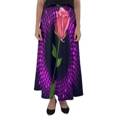 Rosa Black Background Flash Lights Flared Maxi Skirt by Sapixe