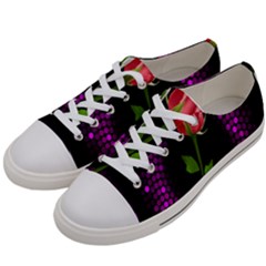 Rosa Black Background Flash Lights Women s Low Top Canvas Sneakers by Sapixe