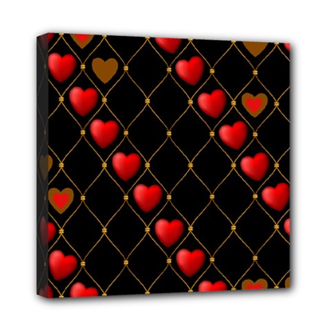 Background Texture Texture Hearts Mini Canvas 8  X 8  by Sapixe