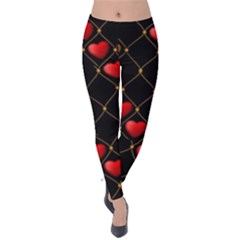 Background Texture Texture Hearts Velvet Leggings