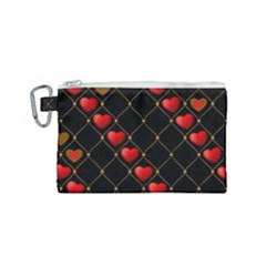 Background Texture Texture Hearts Canvas Cosmetic Bag (small) by Sapixe