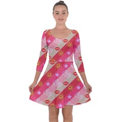 Background Desktop Pink Sun Stars Quarter Sleeve Skater Dress by Sapixe