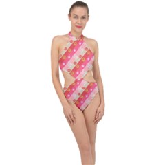 Background Desktop Pink Sun Stars Halter Side Cut Swimsuit