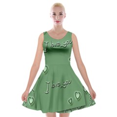 Card I Love You Heart Romantic Velvet Skater Dress