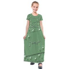 Card I Love You Heart Romantic Kids  Short Sleeve Maxi Dress by Sapixe