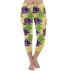 Grapes Background Sheet Leaves Capri Winter Leggings  by Sapixe