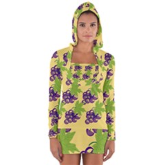 Grapes Background Sheet Leaves Long Sleeve Hooded T-shirt by Sapixe