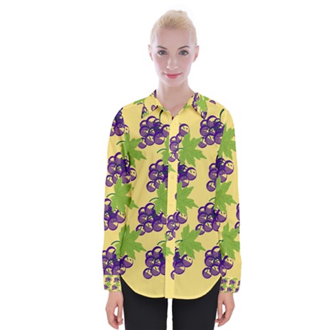 Grapes Background Sheet Leaves Womens Long Sleeve Shirt by Sapixe