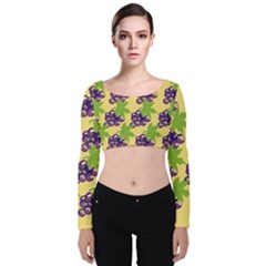 Grapes Background Sheet Leaves Velvet Crop Top