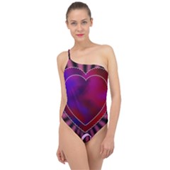 Background Texture Reason Heart Classic One Shoulder Swimsuit by Sapixe