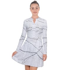 White Background Pattern Tile Long Sleeve Panel Dress