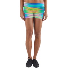 Wave Rainbow Bright Texture Yoga Shorts by Sapixe