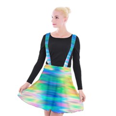 Wave Rainbow Bright Texture Suspender Skater Skirt