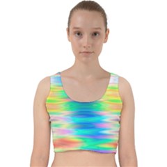 Wave Rainbow Bright Texture Velvet Racer Back Crop Top