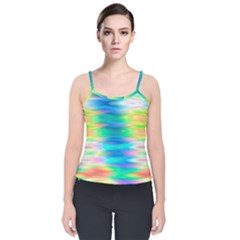 Wave Rainbow Bright Texture Velvet Spaghetti Strap Top