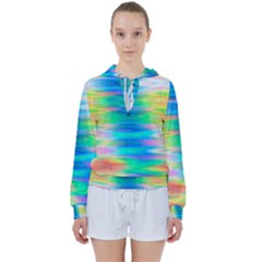 Wave Rainbow Bright Texture Women s Tie Up Sweat by Sapixe