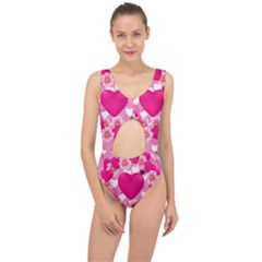 Background Flowers Texture Love Center Cut Out Swimsuit