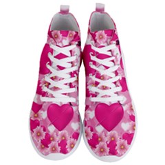 Background Flowers Texture Love Men s Lightweight High Top Sneakers by Sapixe