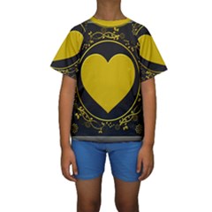 Background Heart Romantic Love Kids  Short Sleeve Swimwear by Sapixe