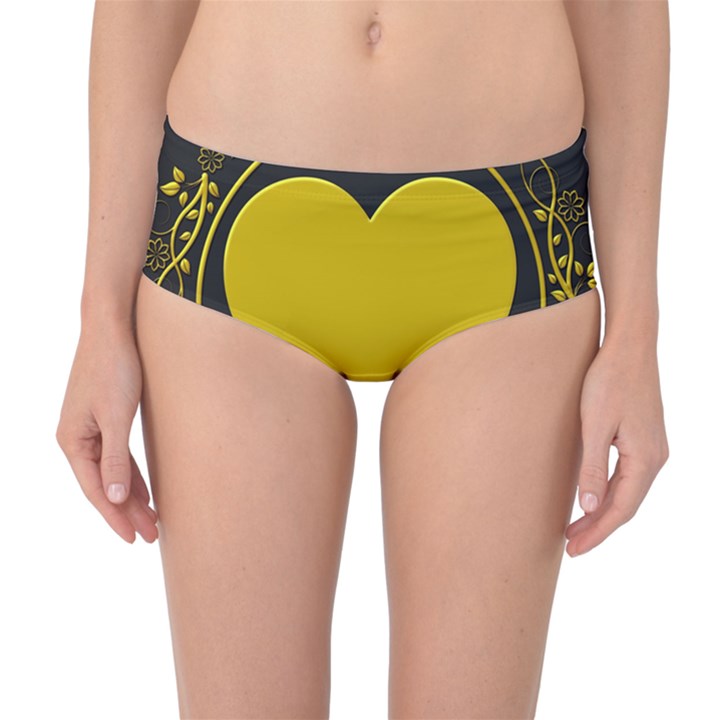 Background Heart Romantic Love Mid-Waist Bikini Bottoms