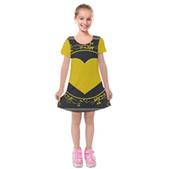 Background Heart Romantic Love Kids  Short Sleeve Velvet Dress by Sapixe