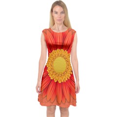 Flower Plant Petal Summer Color Capsleeve Midi Dress by Sapixe