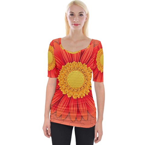 Flower Plant Petal Summer Color Wide Neckline Tee by Sapixe