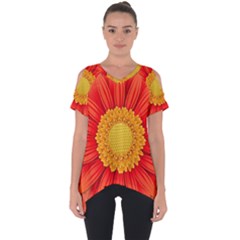 Flower Plant Petal Summer Color Cut Out Side Drop Tee by Sapixe