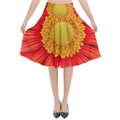 Flower Plant Petal Summer Color Flared Midi Skirt by Sapixe