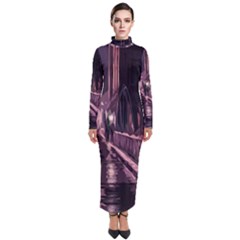 Texture Abstract Background City Turtleneck Maxi Dress