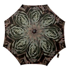 Succulent Green Pink Rosettes Hook Handle Umbrellas (large) by Sapixe