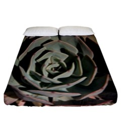 Succulent Green Pink Rosettes Fitted Sheet (king Size) by Sapixe