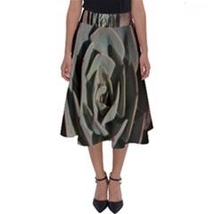 Succulent Green Pink Rosettes Perfect Length Midi Skirt by Sapixe