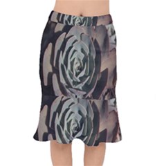 Succulent Green Pink Rosettes Mermaid Skirt by Sapixe