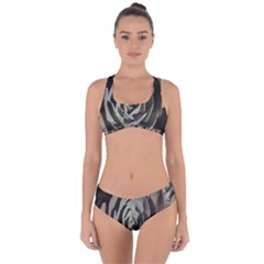 Succulent Green Pink Rosettes Criss Cross Bikini Set by Sapixe