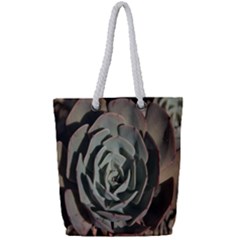 Succulent Green Pink Rosettes Full Print Rope Handle Tote (small) by Sapixe