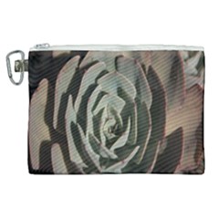 Succulent Green Pink Rosettes Canvas Cosmetic Bag (xl) by Sapixe