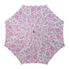 White Pink Cow Print Golf Umbrellas by LoolyElzayat