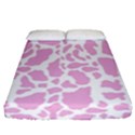 White Pink Cow Print Fitted Sheet (Queen Size) View1