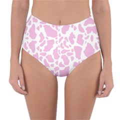 White Pink Cow Print Reversible High-waist Bikini Bottoms by LoolyElzayat